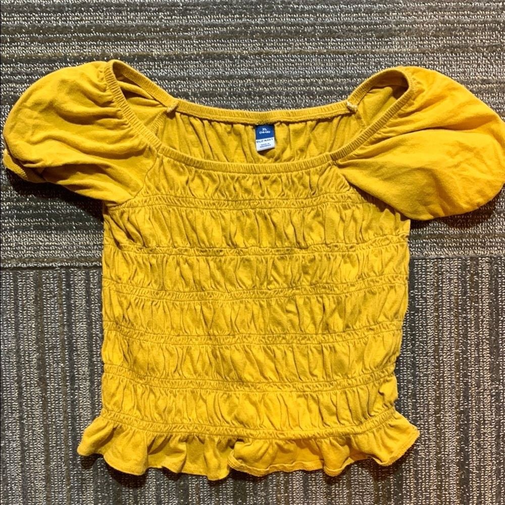 Old Navy Girls Size XL (14-16)Gold Puff Sleeve Top